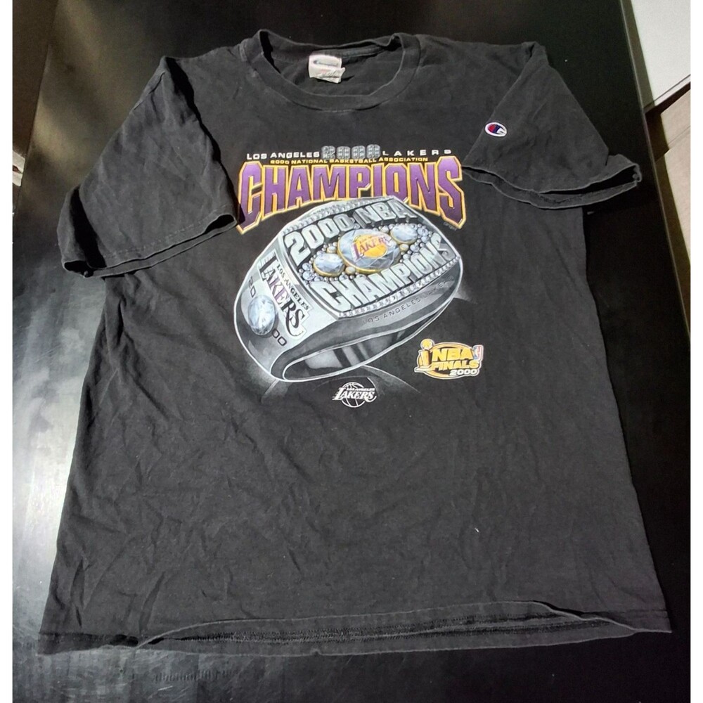 Vintage 2000 Los Angeles Lakers Championship Rings Tee Size LG VTG NBA Y2K Rare